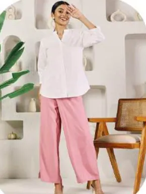 Baby Pink Rayon Palazzo Pants