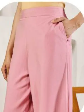 Baby Pink Rayon Palazzo Pants