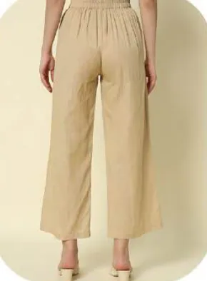 Beige Cotton Palazzo Pants