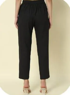 Black Cotton Narrow Pants