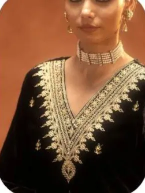 Black Ice Velvet Kurta Palazzo Set with Dupatta