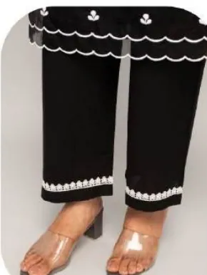 Black White Embroidered Cotton Kurti Pant Set