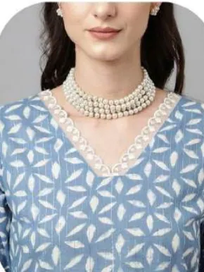 Blue Print Cotton Kurta Sharara Set with Dupatta