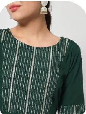 Bottle Green Anarkali Crepe Kurti with Dupatta