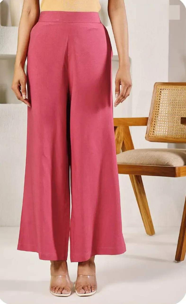 Coral Pink Rayon Palazzo Pants