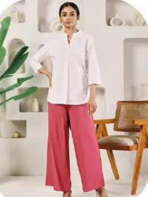 Coral Pink Rayon Palazzo Pants
