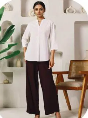 Dark Brown Rayon Palazzo Pants