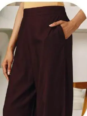 Dark Brown Rayon Palazzo Pants
