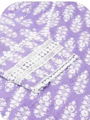 Lavender Print Cotton Kurti Pant Set