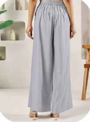 Light Grey Rayon Palazzo Pants
