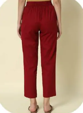 Maroon Cotton Narrow Pants