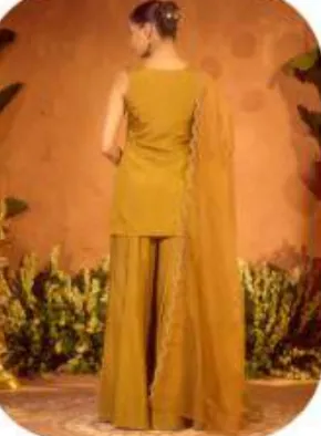 Mustard Gold Viscose Chanderi Kurta Set with Dupatta