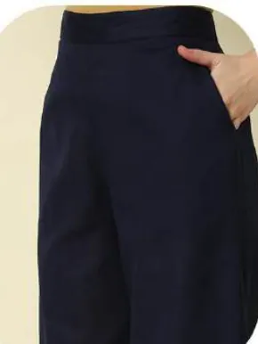 Navy Blue Cotton Palazzo Pants