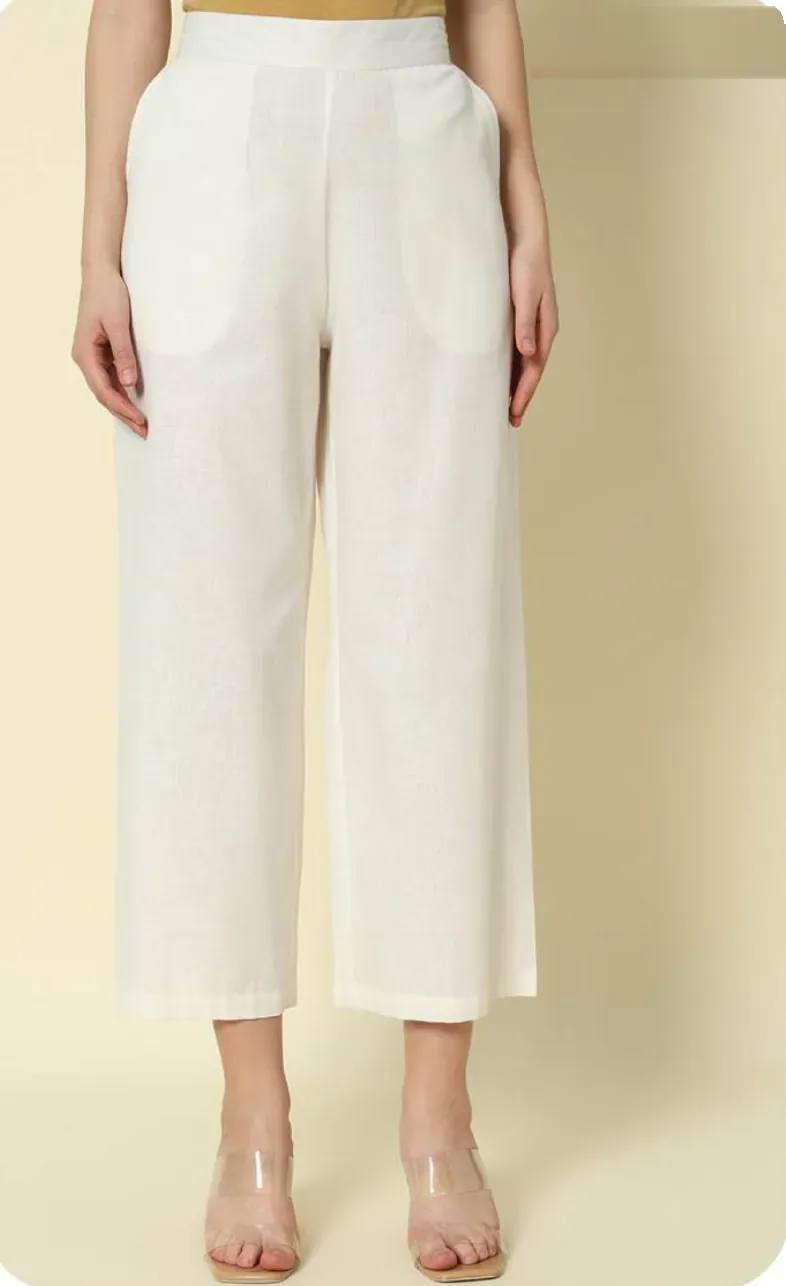 Off-White Cotton Palazzo Pants