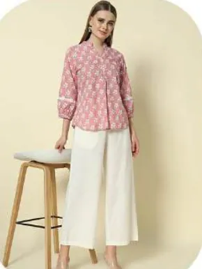 Off-White Cotton Palazzo Pants