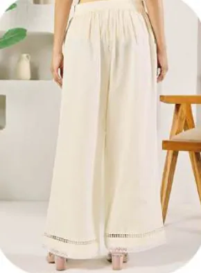 Off-White Cotton Palazzo Pants