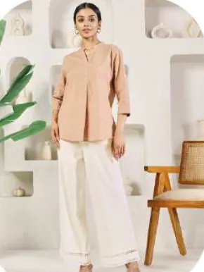 Off-White Cotton Palazzo Pants