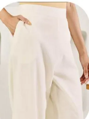 Off-White Cotton Palazzo Pants