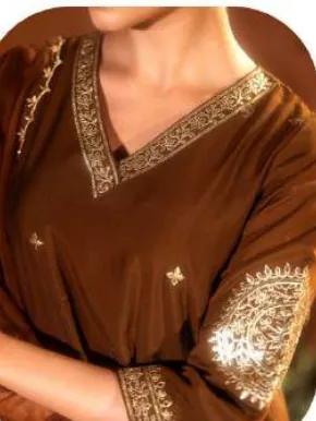 Olive Brown Embroidered Viscose Chanderi Kurta Set with Dupatta