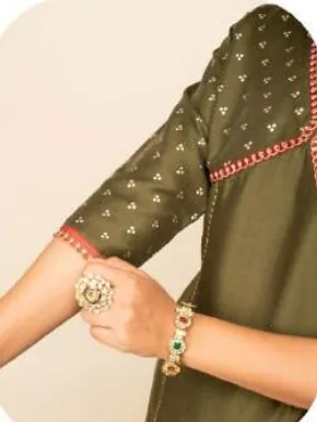 Olive Silk Blend Kurta Palazzo Set with Dupatta