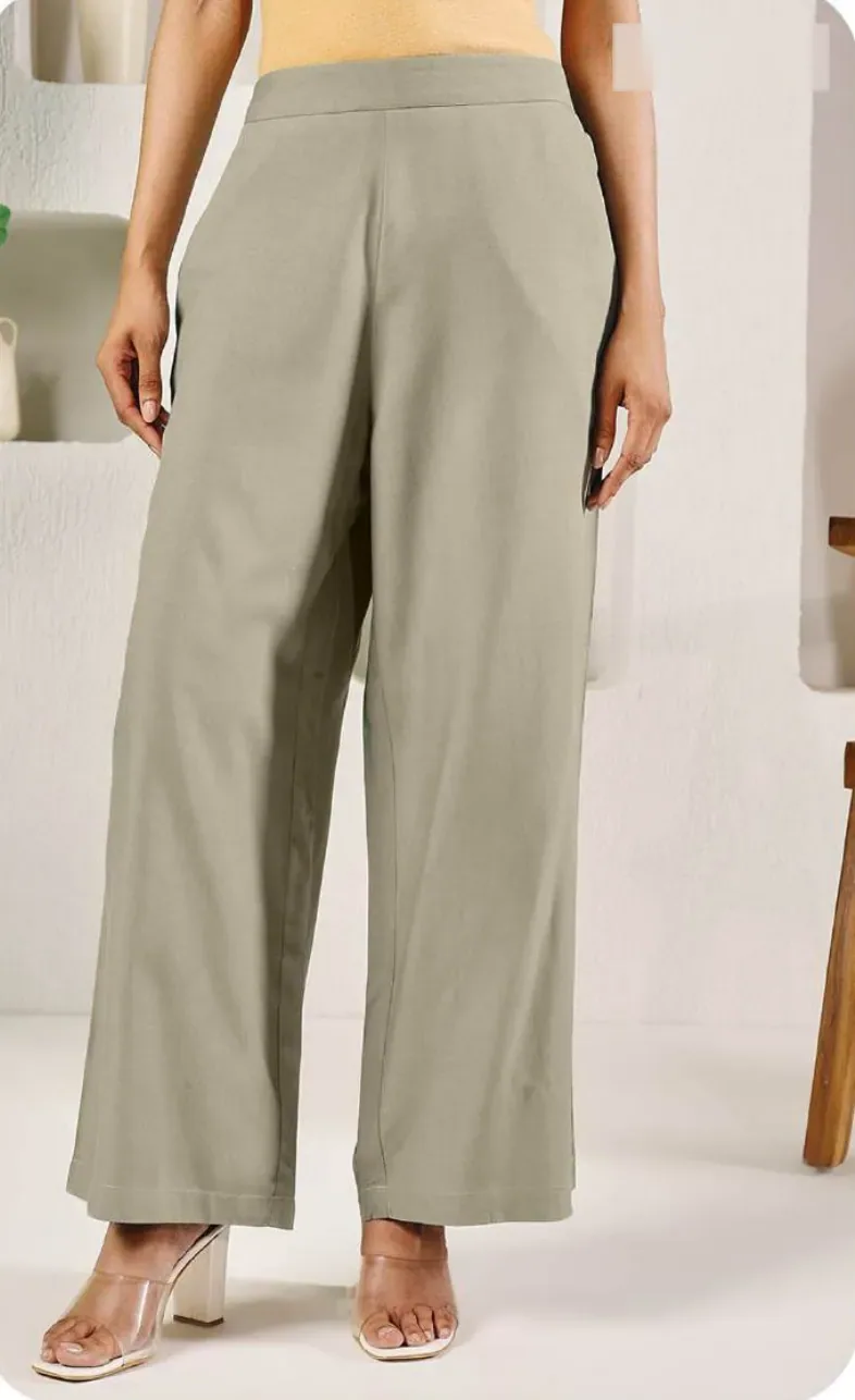 Sage Grey Rayon Palazzo Pants