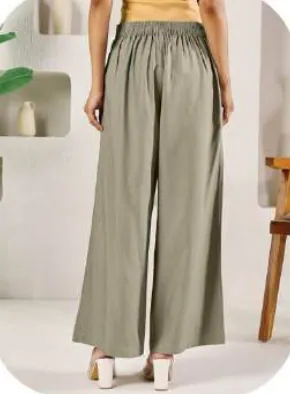 Sage Grey Rayon Palazzo Pants
