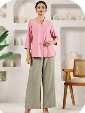 Sage Grey Rayon Palazzo Pants