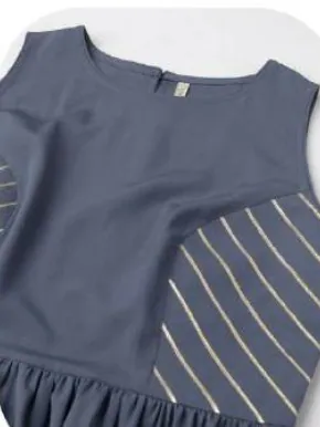 Slate Blue Poly Crepe Kurta Set with Dupatta