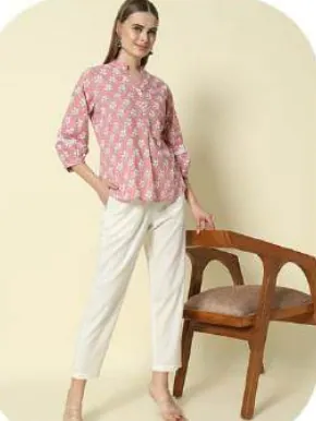 White Cotton Narrow Pants