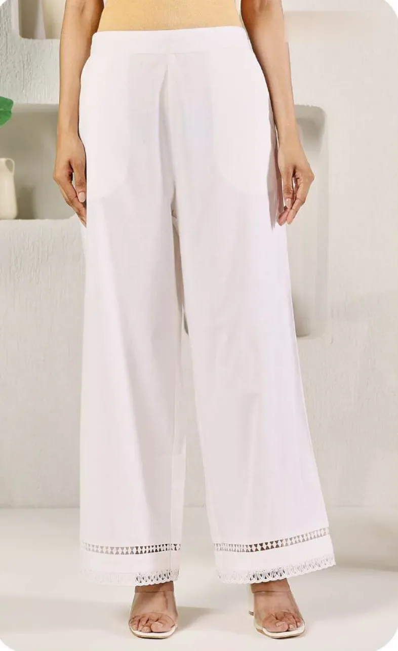 White Cotton Palazzo Pants