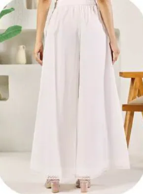 White Flared Cotton Palazzo Pants