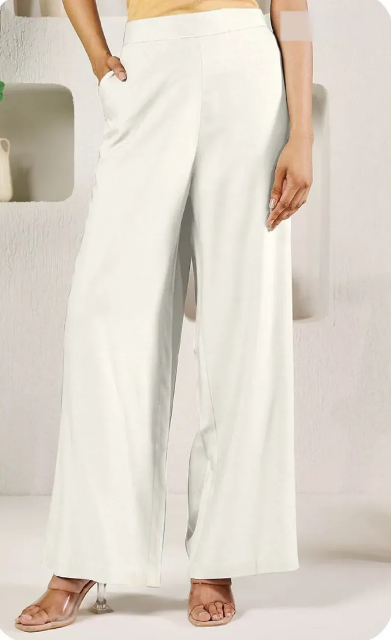 White Rayon Palazzo Pants